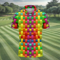 Colorful Interlaced Ribbon Pattern Hawaiian Golf Polo, Golf Tops For Men, Golfing Apparel