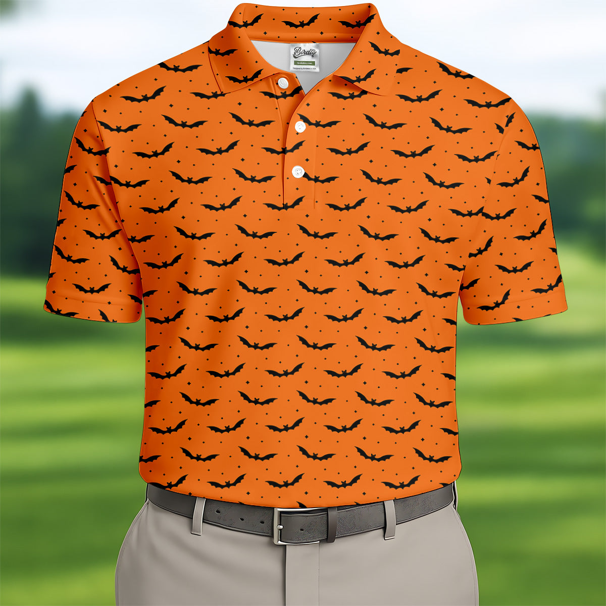 Spooky Bats Orange Halloween Golf Shirt, Polo Shirts For Men, Golf Gift For Men, Golfing Apparel