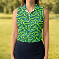 Golf Course Layout Golf Shirt, Fairway Water Hazard Pattern, Golf Shirt For Women
