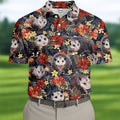 Cute Possums Hibiscus Flowers Golf Polo, Island Foliage Hawaiian Golf Shirt, Golf Tops For Men, Golfing Apparel