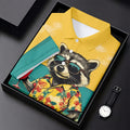 Cool Raccoon Tropical Yellow Hawaiian Golf Polo, Golf Tops For Women, Golfing Apparel