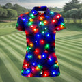 Colorful Christmas Lights Golf Polo Shirt, Christmas Golf Shirt, Golf Tops For Women