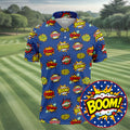 Funny Comic Pop Art Golf Shirt, Mens Golf Shirts, Golf Apparel For Men