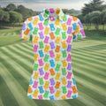 Pastel Easter Peeps Colorful Checkered Women Golf Top, Cute Golf Outfit, Ladies Golf Shirts