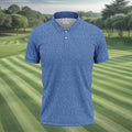 Blue Text Pattern Golf Polo Shirt, Golf Polo Shirts For Men, Mens Golf Apparel