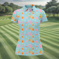 Tropical Cocktail Drinks Pattern Golf Shirt, Women’s Golf Apparel, Golf Tops For Women
