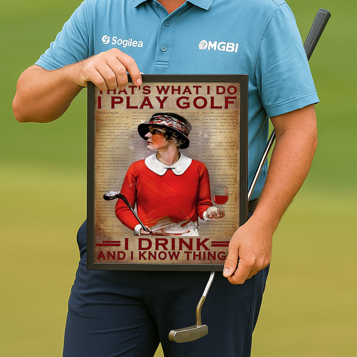 That's What I Do I Play Golf I Drink And I Know Things Canvas Wall Art, Golf Decor, Gift For Golf Lovers