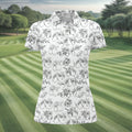 Floral Boobs Line Art Golf Polo Shirt, Women's Golf Shirts, Golf Apparel For Women