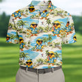 Cute Funny Duck Hawaiian Golf Shirt, Beach Theme Men's Golf Shirt, Polo Shirts For Men