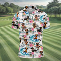 Cartoon Dachshund Tropical Theme Hawaiian Golf Shirt, Men's Golf Shirt, Polo Shirts For Men