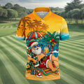 Beach Chair Santa Christmas Golf Shirt, Men's Golf Shirt, Hawaiian Golf Shirt, Printed Golf Shirts