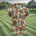Tropical Bigfoot Adventure with Tiki Totems Design Hawaiian Golf Polo, Golf Tops For Men, Golfing Apparel