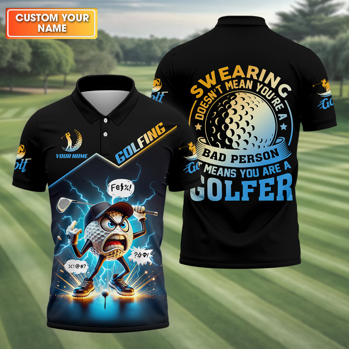 Swearing Doesn't Mean You're A Bad Person Custom Men's Golf Polo Shirt, Dad Golf Gift