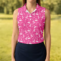 Awareness Ribbon Hot Pink Golf Shirt, Cancer Awareness Shirt, Ladies Golf Shirts, Golfing Apparel