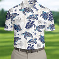 Sea Turtle, Starfish, Seashells and Coral Reef Art Hawaiian Golf Polo, Golf Tops For Men, Golfing Apparel