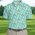 90s Dice Memphis Style Light Mint Green Cute Golf Shirt, Polo Shirts For Men, Golf Shirts For Men