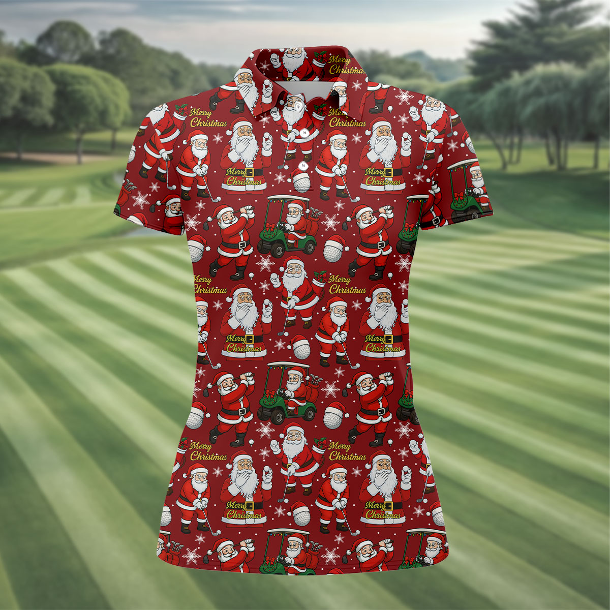Funny Christmas Golf Polo Shirts, Christmas Golf Shirt, Women's Golf Tops, Ladies Golf Shirts