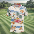 Tropical Shiba Inu Beach Pattern Hawaiian Golf Polo, Golf Tops For Men, Golfing Apparel