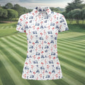 Flamingo Funny Golf Pattern Polo Shirt, Women's Golf Polo, Performance Golf Shirt