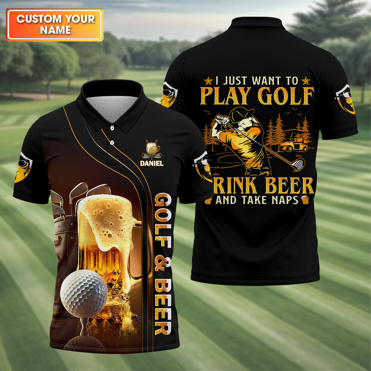 I Just Wanna Play Golf And Drink Beer Custom Golf Polo Shirt, Mens Golf Gift, Golf Lover Gift