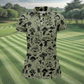 Vintage Mushroom Sketch Pattern Hawaiian Golf Shirt, Printed Golf Shirt, Women’s Golf Apparel