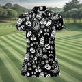 Dead Tired Coffee Breakfast Pattern Golf Shirt, Women's Golf Tops, Golf Shirts For Women