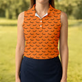 Spooky Bats Orange Halloween Golf Shirt, Ladies Golf Tops, Golf Gifts For Women, Golfing Apparel