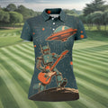 Robot UFO Sleeveless Golf Shirt, Cute Golf Outfit, Women's Golf Shirt, Golf Polo For Women