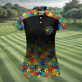 Acceptance Awareness Understanding Autism Awareness Puzzle Pattern Black Fade Women's Golf Tops