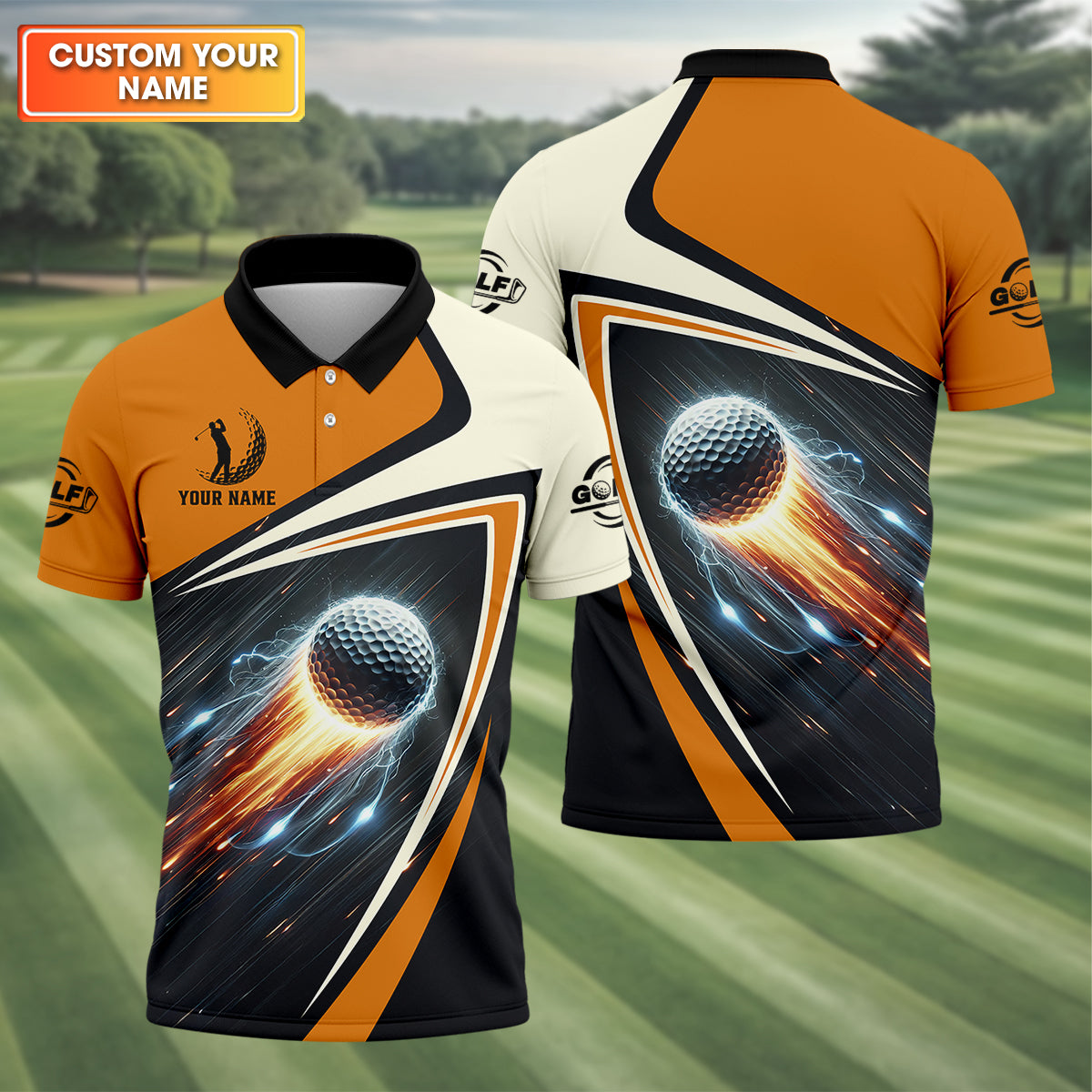 Custom Golf Ball Men's Golf Polo Shirt, Golfing Apparel, Golf Gifts For Men