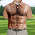 Funny Hairy Man Body Illusion Design Hawaiian Golf Shirt, Golf Shirts For Men, Polo Shirts For Men