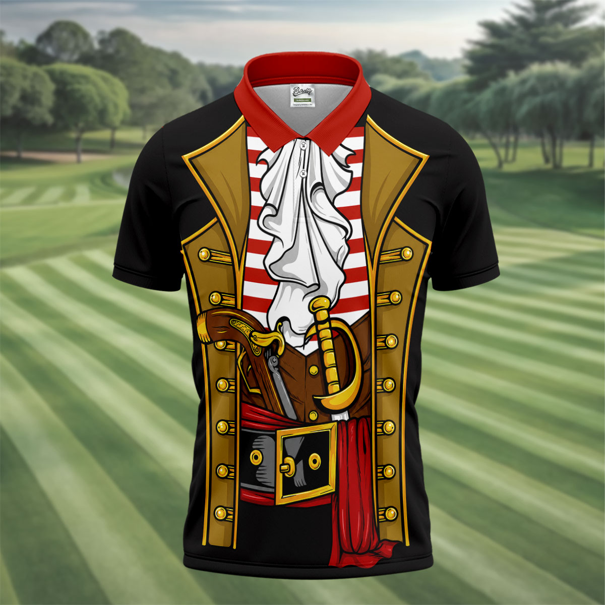 Pirate Captain Outfit Golf Shirt, Swashbuckler Costume Design, Golf Shirt For Men