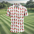 Colorful Dancing Character Pattern Polo Shirt, Hawaiian Golf Shirt, Mens Golf Apparel