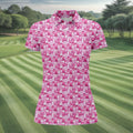 Pink Breast Cancer Hearts And Ribbons Polo Shirt, Golf Tops For Women, Women’s Golf Polo