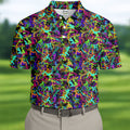 Colorful Abstract Golf Pattern Polo Shirt, Mens Golf Shirts, Hawaiian Golf Shirt