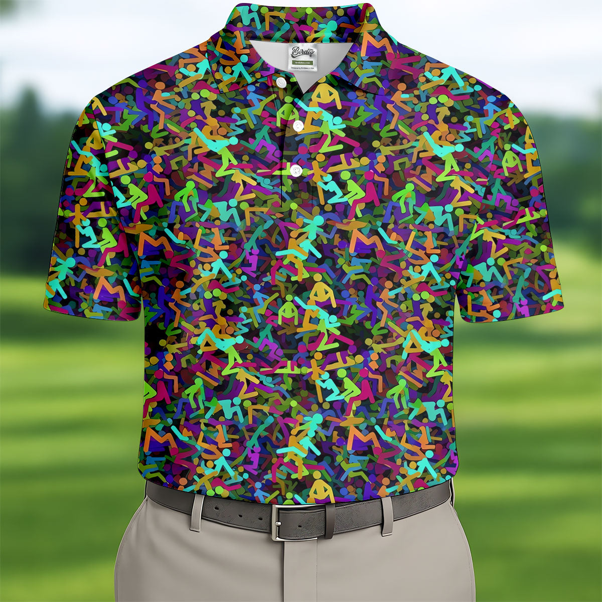 Colorful Abstract Golf Pattern Polo Shirt, Mens Golf Shirts, Hawaiian Golf Shirt