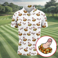 White Funny Adult Novelty Tank Pattern Golf Shirt, Golf Shirts For Men, Printed Golf Shirts