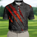 Red Claw Marks Hawaiian Golf Shirt, Scratch Print Men's Golf Shirt, Polo Shirts For Men
