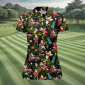 Funny Santa Claus Golf Pose Women's Golf Tops, Christmas Golf Shirt, Christmas Golf Gift