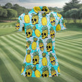 Tropical Pineapple Skull Pattern Golf Shirt, Women’s Golf Polo, Hawaiian Golf Shirt, Ladies Golf Shirts