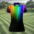 Rainbow Gradient LGBT Support Ladies Golf Tops, Gay Pride Month Celebrate Golf Shirt For Women