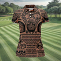 Maori Tattoo Pattern with Traditional Tiki Mask Hawaiian Golf Polo, Golf Tops For Women, Golfing Apparel