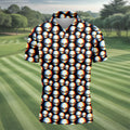 Retro Alien Head Pattern Golf Shirt, Men’s Golf Shirt, Golf Polo Shirts For Men