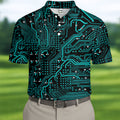 Circuit Board Pattern Hawaiian Golf Shirt, Men's Golf Shirt, Polo Shirts For Men