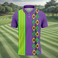 Fleur De Lis Argyle Pattern Purple Green Gold Stripes Golf Tops For Men, Polo Shirts For Men, Golf Shirts For Men