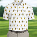 Cartoon Beer Mug Golfer Pattern Golf Polo Shirt, Polo Shirts For Men, Printed Golf Shirts