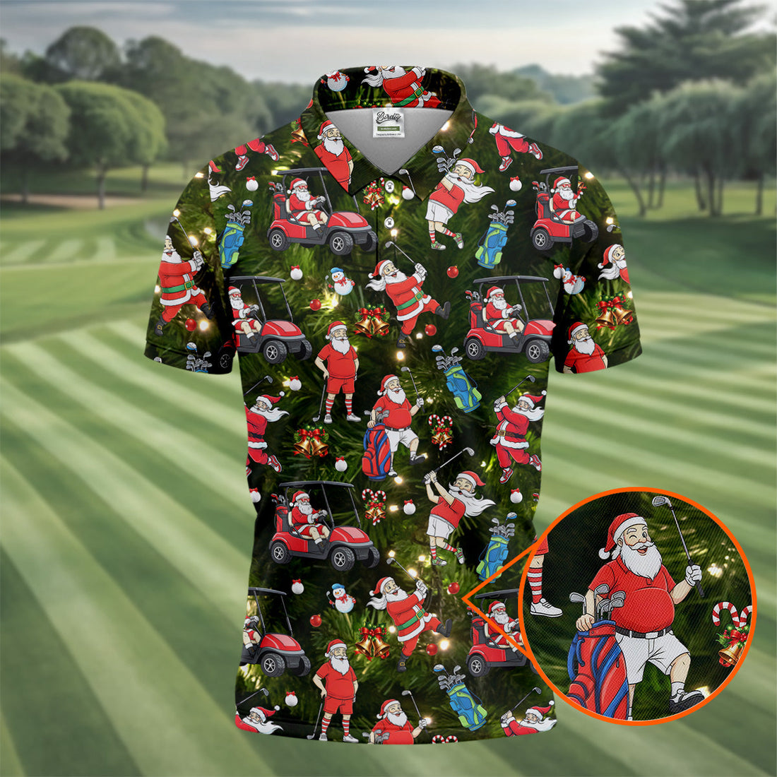 Funny Santa Claus Golf Pose Golf Tops For Men, Polo Shirts For Men, Christmas Golf Shirt, Mens Golf Gift