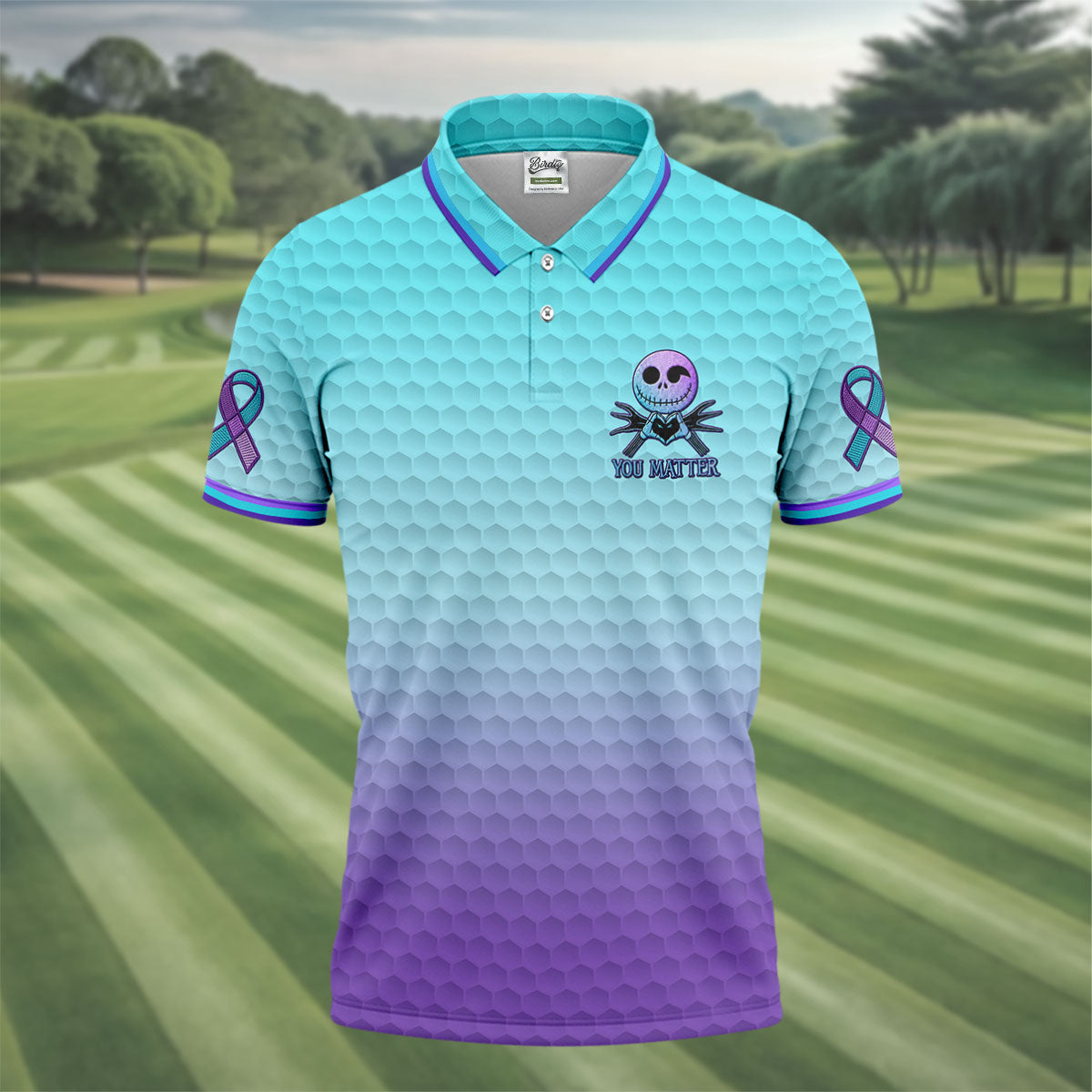 You Matter Suicide Prevention Skeleton Pocket Logo Polo Shirts For Men, Mens Golf Polo