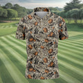 Vintage Pumpkin Skull Halloween Golf Shirt, Golf Shirts For Men, Golf Apparel For Men