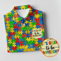 It's Okay To Be Different Colorful Puzzle Pattern Autism Awareness Men's Golf Shirt, Polo Shirts For Men